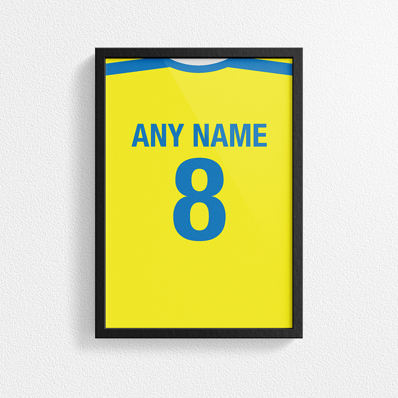 Villarreal Retro Home Kit Shirt Inspired Colours for Personalised Football Poster Print. Perfect item for the Yellow Submarine fan.