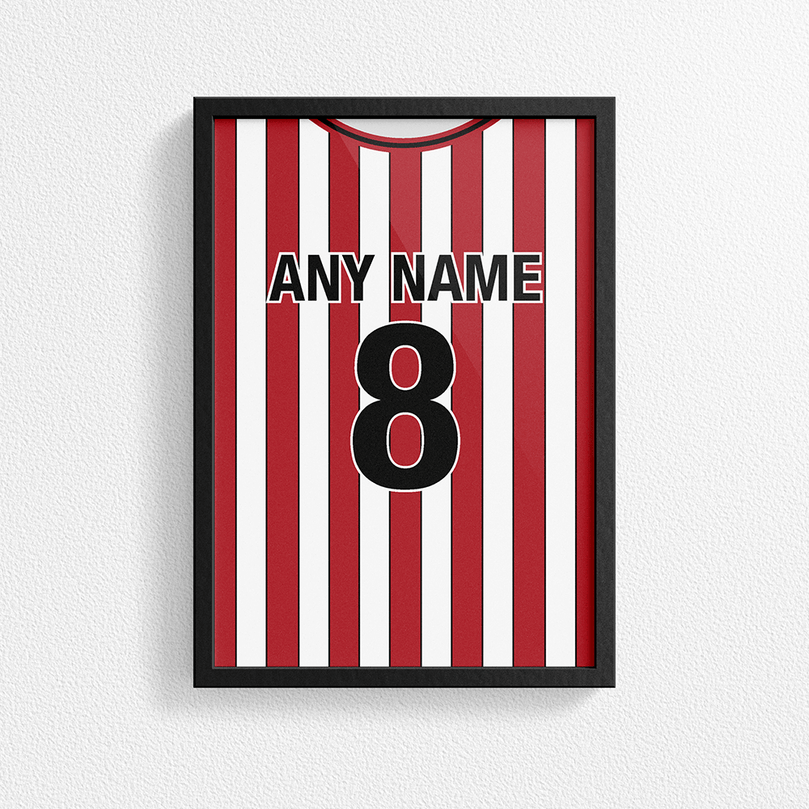 Southampton Retro Style Home Kit Shirt Inspired Colours for Personalised Football Mug with optional Coaster.