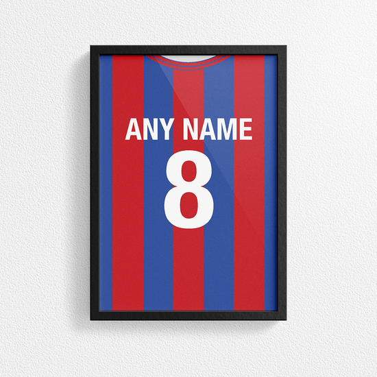 Crystal Palace Retro Home Kit Shirt Inspired Colours for Personalised Football Poster Print.