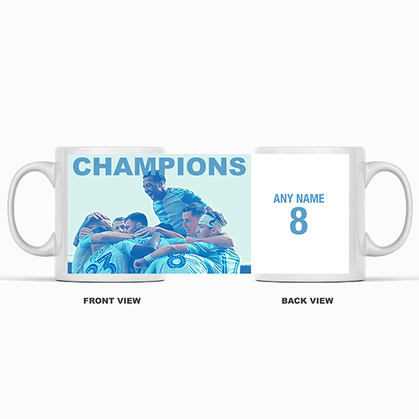 Coventry City 2019/2020 Champions Inspired Colours for Personalised Football Mug with optional Coaster. Perfect item for The Sky Blues fan.