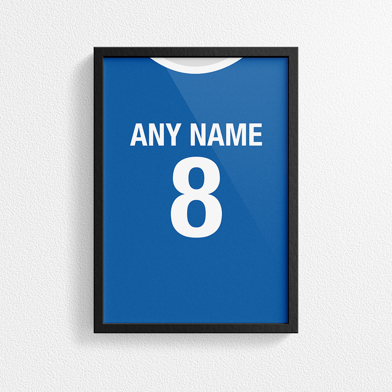 Rangers Retro Home Kit Shirt Inspired Colours for Personalised Football Poster Print. Perfect item for The Gers fan.