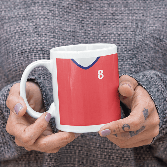 Czech Republic Retro Style Home Kit Shirt Inspired Colours for Personalised Football Mug with optional Coaster. Perfect item for the Lokomotiva fan.