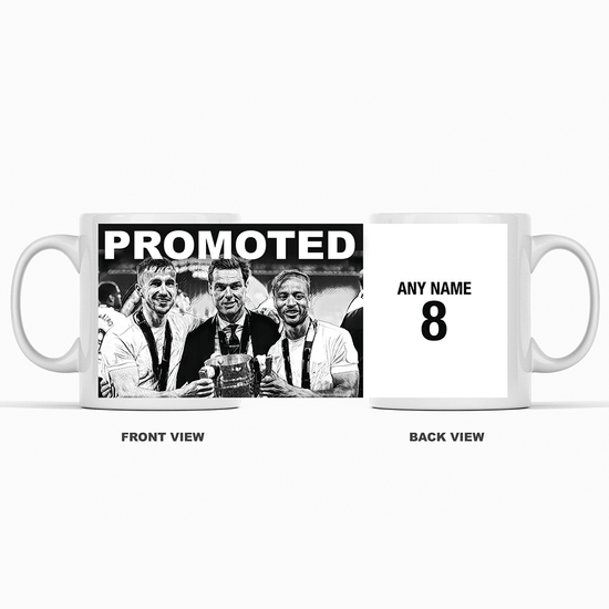 Fulham 2019/2020 Promoted Champions Inspired Colours for Personalised Football Mug with optional Coaster. Perfect item for The Cottagers fan.