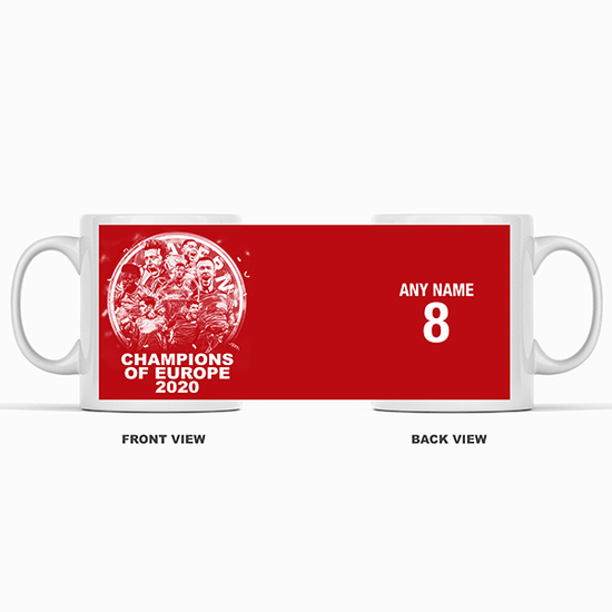 Bayern Munich 2019/2020 Champions of Europe Inspired Colours for Personalised Football Mug with optional Coaster. Perfect item for the Bavarians fan.