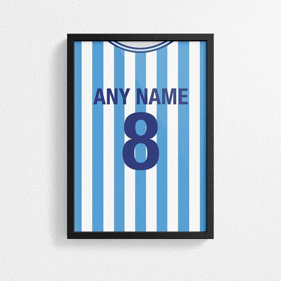 Coventry Retro Home Kit Shirt Inspired Colours for Personalised Football Poster Print.