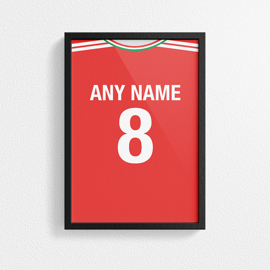 Hungary Retro Home Kit Shirt Inspired Colours for Personalised Football Poster Print. Perfect item for the Valogatott fan.