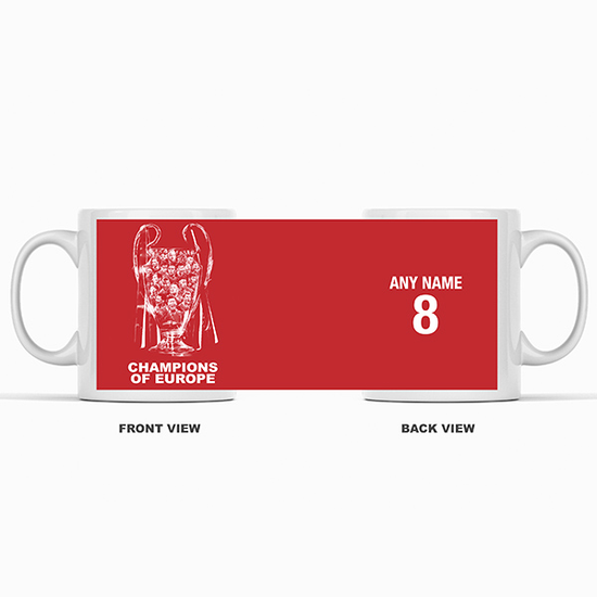 Bayern Munich 2019/2020 Champions of Europe Inspired Colours for Personalised Football Mug with optional Coaster. Perfect item for the Bavarians fan.