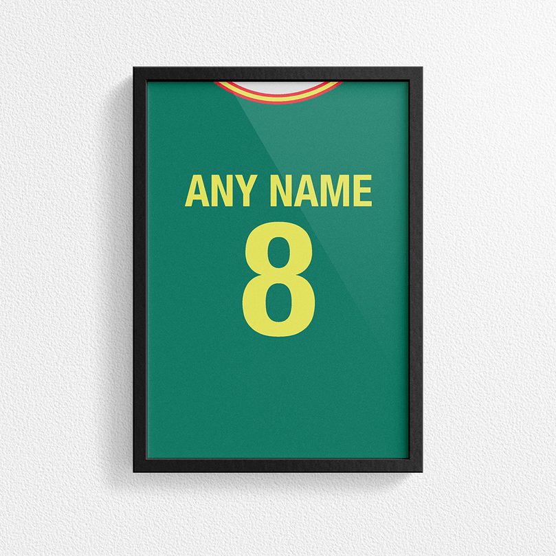 Senegal Retro Home Kit Shirt Inspired Colours for Personalised Football Poster Print.