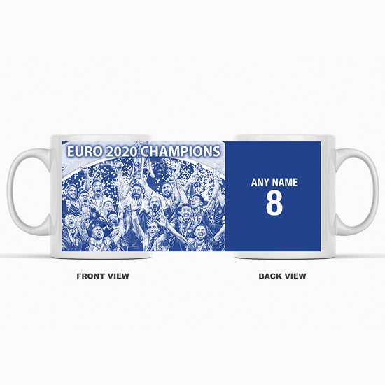 Italy 2020 Euro Champions InspiredPersonalised Football Mug with optional Coaster. Perfect item for the Azzurri fan.