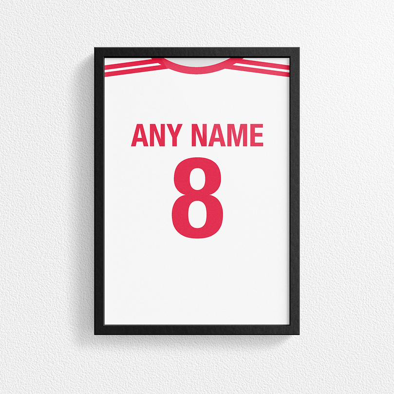 Poland Retro Home Kit Shirt Inspired Colours for Personalised Football Poster Print. Perfect item for the lBialo-Czerwoni fan.