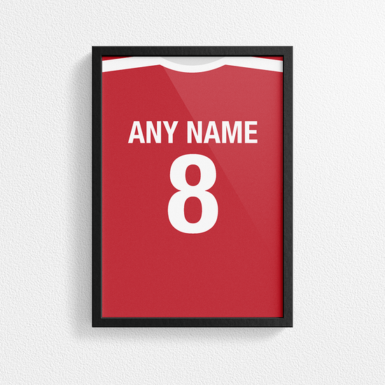 Austria Retro Home Kit Shirt Inspired Colours for Personalised Football Poster Print. Perfect item for the Wunderteam fan.