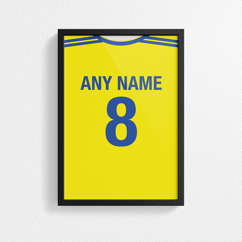 Romania Retro Home Kit Shirt Inspired Colours for Personalised Football Poster Print.