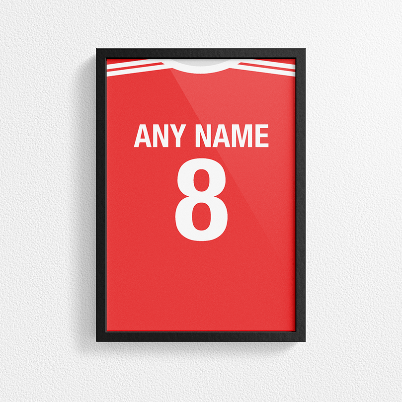 Wales Retro Home Kit Shirt Inspired Colours for Personalised Football Poster Print. Perfect item for The Dragons fan.