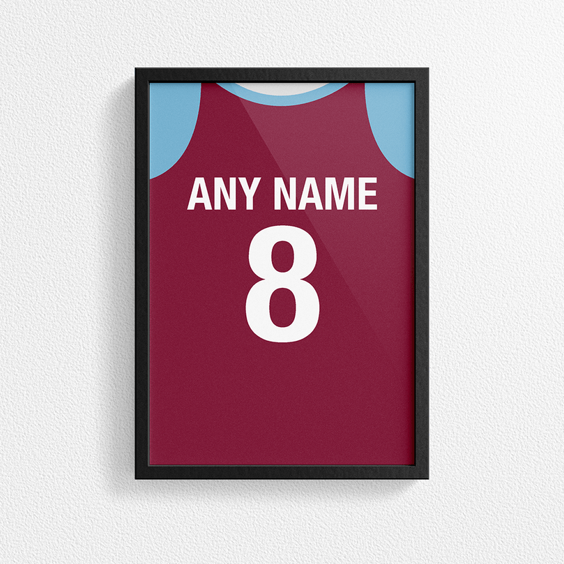 Burnley Retro Home Kit Shirt Inspired Colours for Personalised Football Poster Print.