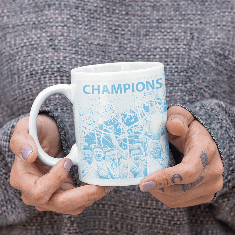 Manchester City 2021/2022 Champions Inspired 'Personalised' Football Mug With Optional Coaster Set