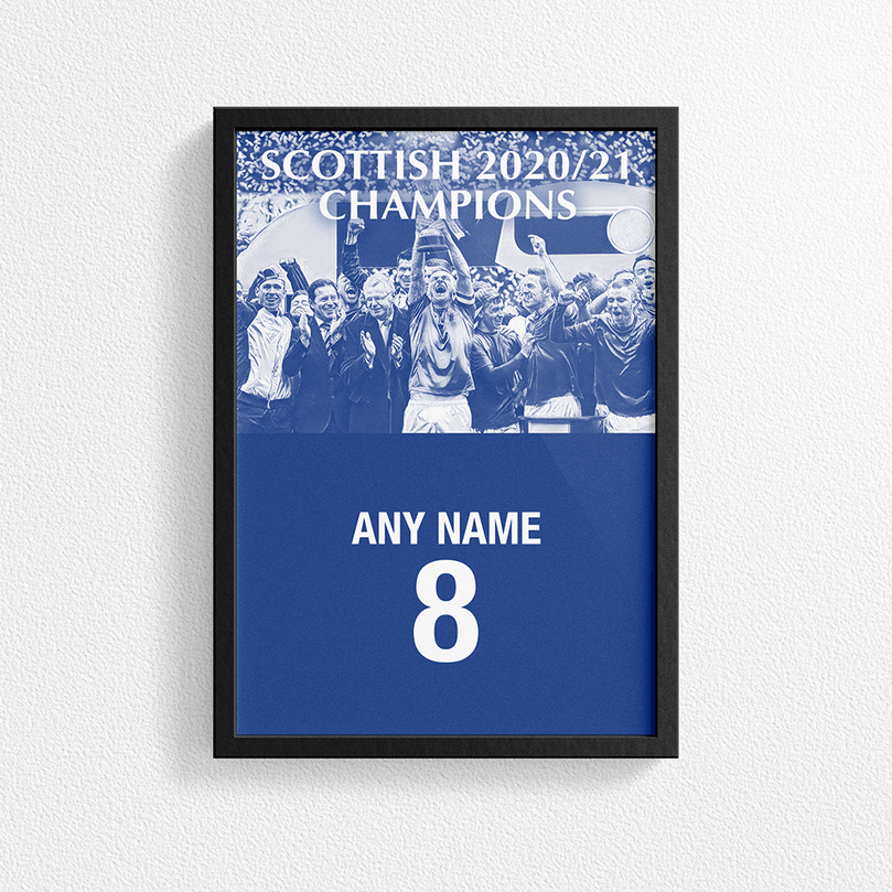 Rangers 2020/2021 Scottish Champions Inspired 'Personalised' Football Poster Print