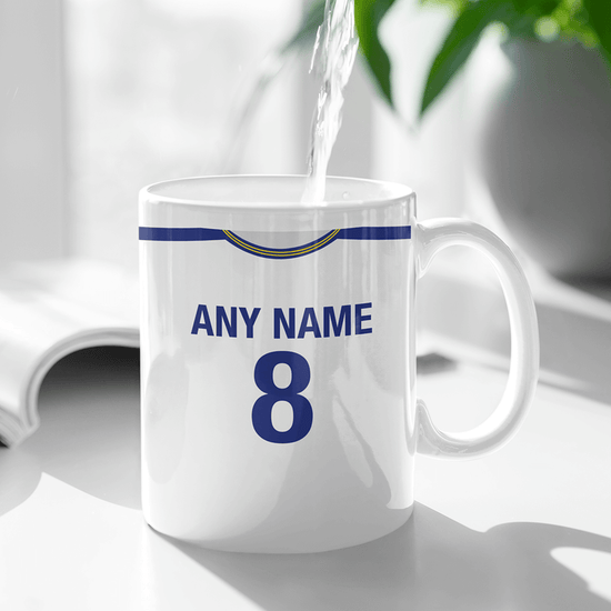 Roma Retro Style Home Kit Shirt Inspired Colours for Personalised Football Mug with optional Coaster.