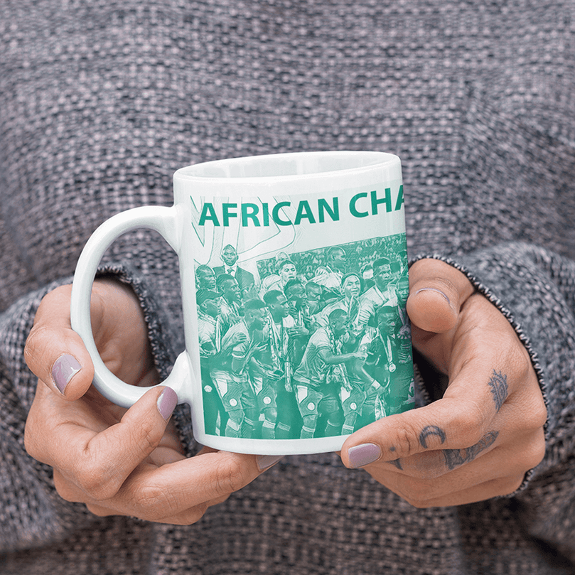 Senegal 2022 African Champions Inspired Personalised Football Mug with optional Coaster. Perfect item for the Lions of Teranga fan.