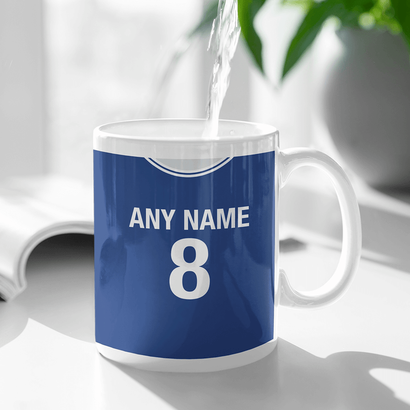 Scotland Retro Style Home Kit Shirt Inspired Colours for Personalised Football Mug with optional Coaster.