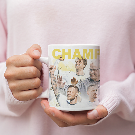 Leeds 2019/2020 Champions Inspired Colours for Personalised Football Mug with optional Coaster. Perfect item for The Peacocks fan.