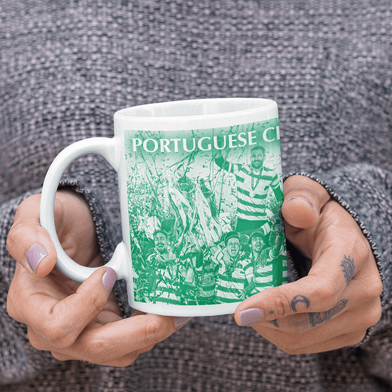 Sporting CP Lisbon 2020/2021 Portuguese Champions Inspired Personalised Football Mug with optional Coaster. Perfect item for the Leões fan.