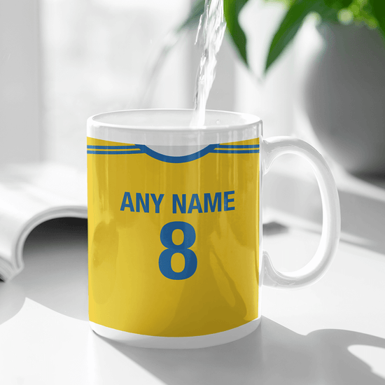 Ukraine Retro Style Home Kit Shirt Inspired Colours for Personalised Football Mug with optional Coaster. Perfect item for the Zbirna fan.