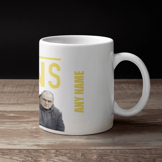 Leeds 2019/2020 Champions Inspired Colours for Personalised Football Mug with optional Coaster. Perfect item for The Peacocks fan.