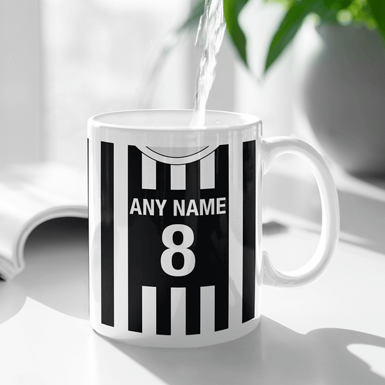 Juventus  Retro Style Home Kit Shirt Inspired Colours for Personalised Football Mug with optional Coaster.