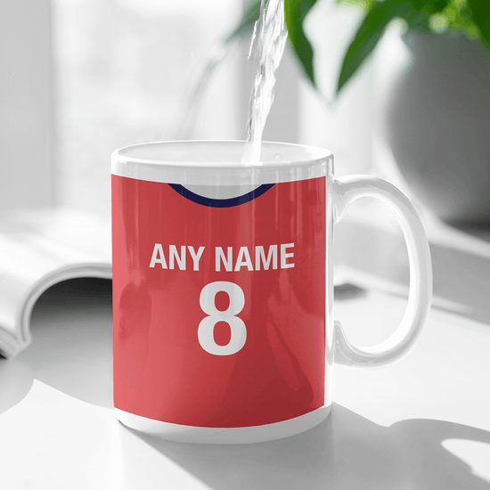 Czech Republic Retro Style Home Kit Shirt Inspired Colours for Personalised Football Mug with optional Coaster. Perfect item for the Lokomotiva fan.