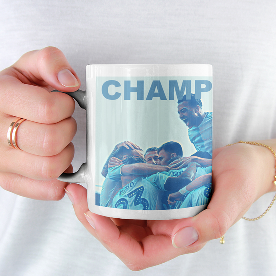 Coventry City 2019/2020 Champions Inspired Colours for Personalised Football Mug with optional Coaster. Perfect item for The Sky Blues fan.