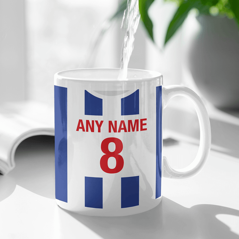 Porto Retro Style Home Kit Shirt Inspired Colours for Personalised Football Mug with optional Coaster.