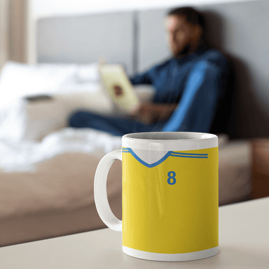 Ukraine Retro Style Home Kit Shirt Inspired Colours for Personalised Football Mug with optional Coaster. Perfect item for the Zbirna fan.