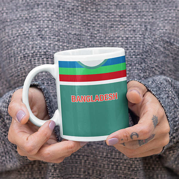 Bangladesh Retro Style Home Kit Shirt Inspired Colours for Personalised Football Mug with optional Coaster. Perfect item for the Tigers fan.