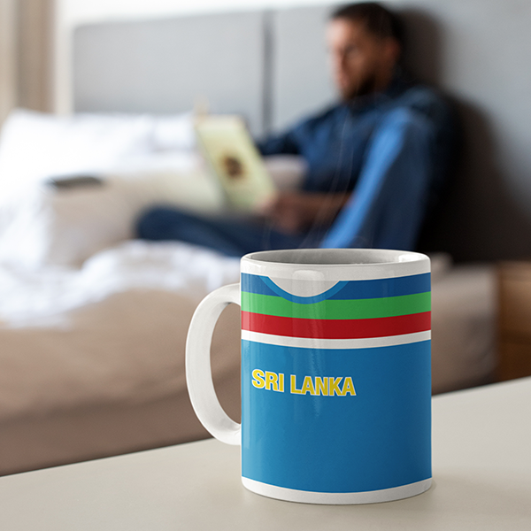 Sri Lanka Retro Style Home Kit Shirt Inspired Colours for Personalised Football Mug with optional Coaster. Perfect item for the Lions fan.