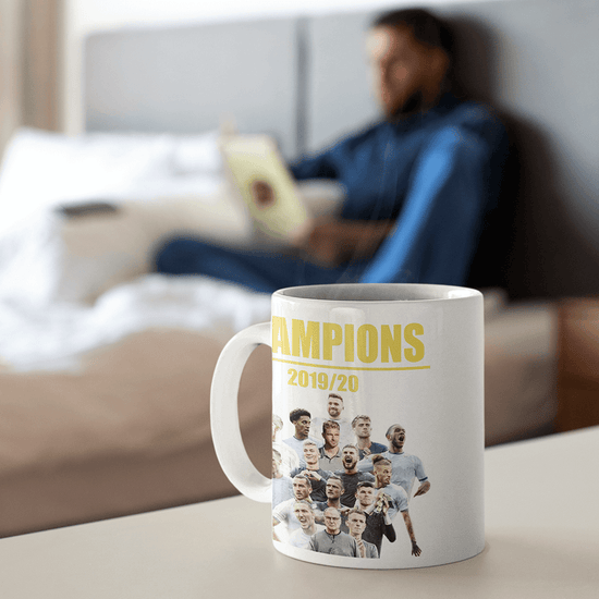 Leeds 2019/2020 Champions Inspired Colours for Personalised Football Mug with optional Coaster. Perfect item for The Peacocks fan.