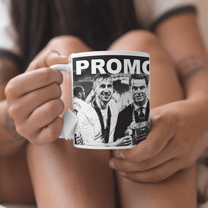 Fulham 2019/2020 Promoted Champions Inspired Colours for Personalised Football Mug with optional Coaster. Perfect item for The Cottagers fan.