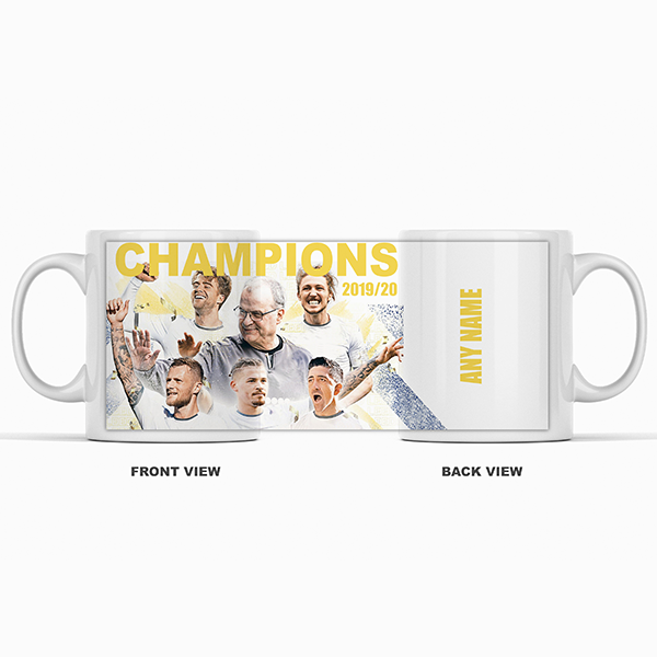 Leeds 2019/2020 Champions Inspired Colours for Personalised Football Mug with optional Coaster. Perfect item for The Peacocks fan.